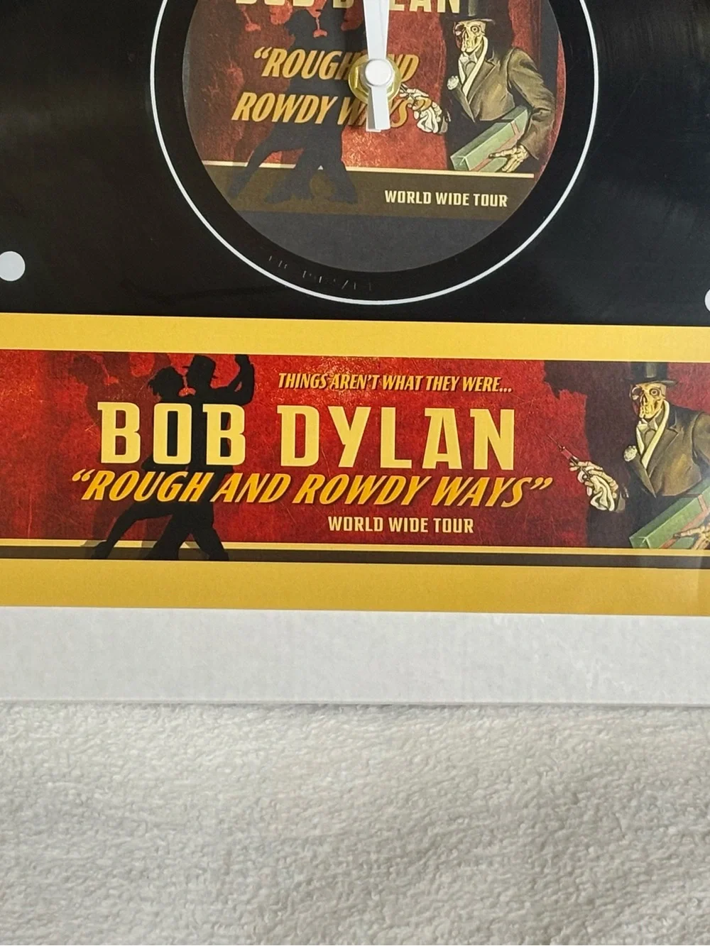 dylan Black and Red Vinyl Wall Clock with Tour Art